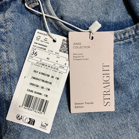 NWT!  Mango Women's Jeans     Size 4        Mid waist, Regular fit, Crop length💕 - Picture 3 of 8